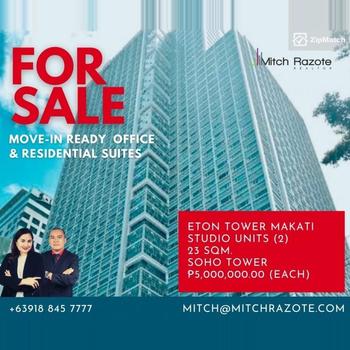 Studio Type Condominium Unit For Sale in Eton Tower Makati