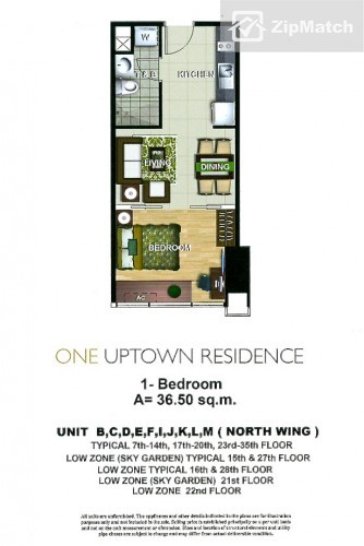                                     1 Bedroom
                                 1 Bedroom Condominium Unit For Sale in One Uptown Residence big photo 3