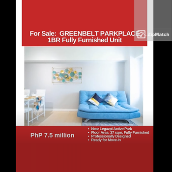 1 Bedroom Condominium Unit For Sale in Greenbelt Parkplace