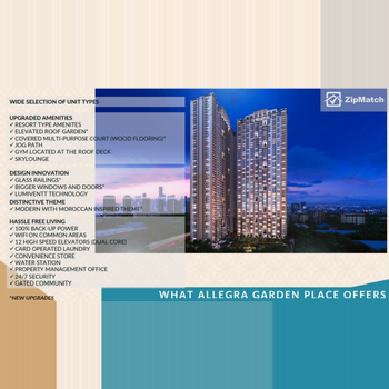3 Bedroom Condominium Unit For Sale in Allegra Garden Place Preselling by DMCI Homes