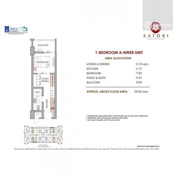 1 Bedroom Condominium Unit For Sale in Satori Residences by DMCI Homes