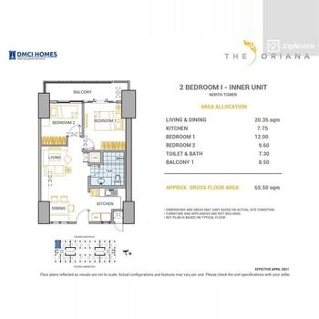 2 Bedroom Condominium Unit For Sale in The Oriana by DMCI Homes Pre Selling in Quezon City