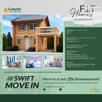 3 Bedroom House and Lot For Sale in Camella Alta Silang