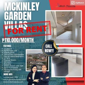 3 Bedroom Condominium Unit For Rent in McKinley Hill Garden Villas